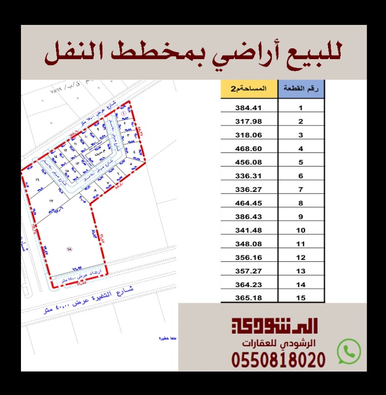 للبيع قطع أراضي بحي النفل
